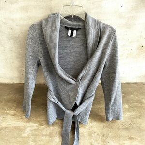 BCBGMaxAzria Gray Tie Front Cardigan